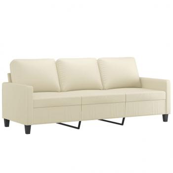 3-Sitzer-Sofa mit Hocker Creme 180 cm Kunstleder