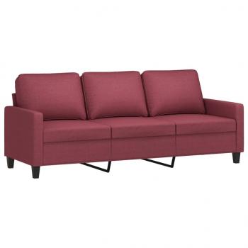 3-Sitzer-Sofa mit Hocker Weinrot 180 cm Stoff