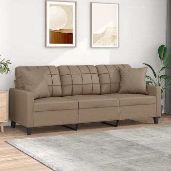 ARDEBO.de - 3-Sitzer-Sofa mit Zierkissen Cappuccino-Braun 180 cm Kunstleder