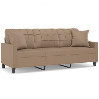 3-Sitzer-Sofa mit Zierkissen Cappuccino-Braun 180 cm Kunstleder