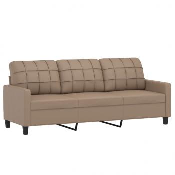 3-Sitzer-Sofa mit Zierkissen Cappuccino-Braun 180 cm Kunstleder