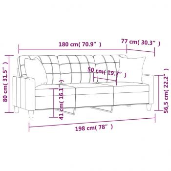 3-Sitzer-Sofa mit Zierkissen Schwarz 180 cm Kunstleder