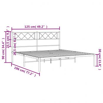 Bettgestell mit Kopfteil Metall Schwarz 120x190 cm