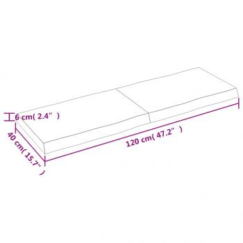 Tischplatte 120x40x(2-6) cm Massivholz Unbehandelt Baumkante