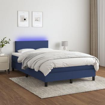 ARDEBO.de - Boxspringbett mit Matratze & LED Blau 120x200 cm Stoff