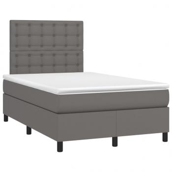 Boxspringbett mit Matratze & LED Grau 120x200 cm Kunstleder