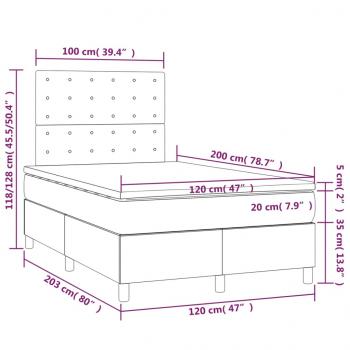 Boxspringbett mit Matratze & LED Grau 120x200 cm Kunstleder