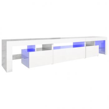 TV-Schrank mit LED-Leuchten Hochglanz-Weiß 215x36,5x40 cm