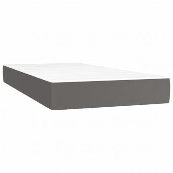 Boxspringbett mit Matratze Grau 100x200 cm Kunstleder