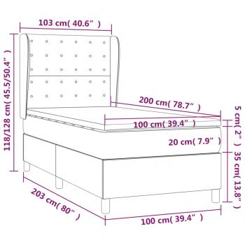 Boxspringbett mit Matratze Grau 100x200 cm Kunstleder