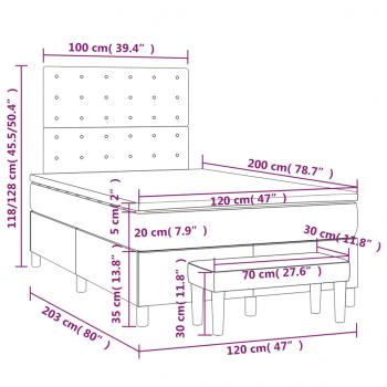 Boxspringbett mit Matratze Grau 120x200 cm Kunstleder