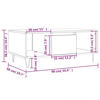 Couchtisch Betongrau 90x50x36,5 cm Holzwerkstoff