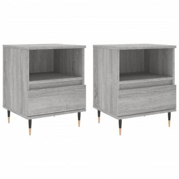 Nachttische 2 Stk. Grau Sonoma 40x35x50 cm Holzwerkstoff