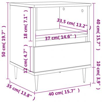 Nachttische 2 Stk. Grau Sonoma 40x35x50 cm Holzwerkstoff