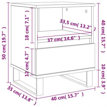 Nachttische 2 Stk. Grau Sonoma 40x35x50 cm Holzwerkstoff