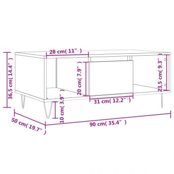 Couchtisch Grau Sonoma 90x50x36,5 cm Holzwerkstoff