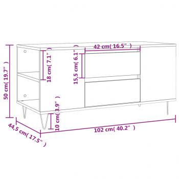 Couchtisch Grau Sonoma 102x44,5x50 cm Holzwerkstoff