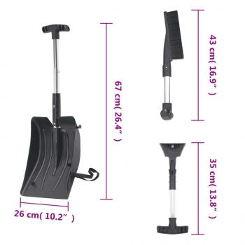 Schneeschaufel-Set 3-in-1 Schwarz Aluminium