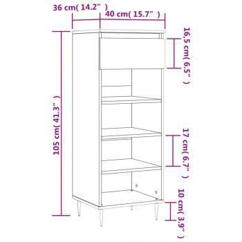 Schuhschrank Schwarz 40x36x105 cm Holzwerkstoff