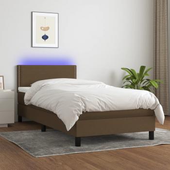 ARDEBO.de - Boxspringbett mit Matratze & LED Dunkelbraun 100x200 cm Stoff