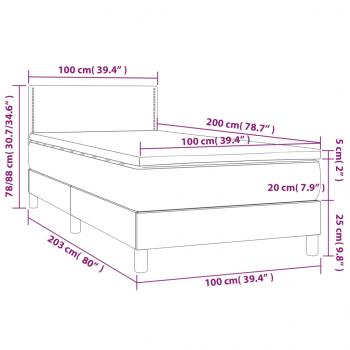 Boxspringbett mit Matratze & LED Dunkelbraun 100x200 cm Stoff