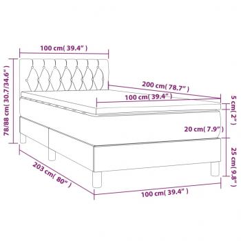 Boxspringbett mit Matratze & LED Dunkelbraun 100x200 cm Stoff