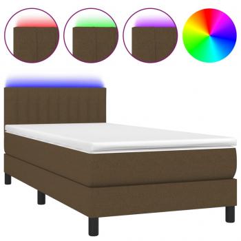 Boxspringbett mit Matratze & LED Dunkelbraun 100x200 cm Stoff