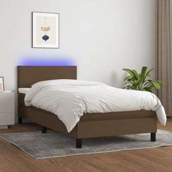 ARDEBO.de - Boxspringbett mit Matratze & LED Dunkelbraun 100x200 cm Stoff