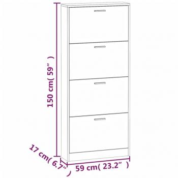 Schuhschrank Schwarz 59x17x150 cm Holzwerkstoff