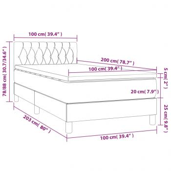 Boxspringbett mit Matratze Dunkelbraun 100x200 cm Stoff