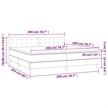 Boxspringbett mit Matratze Grau 200x200 cm Kunstleder