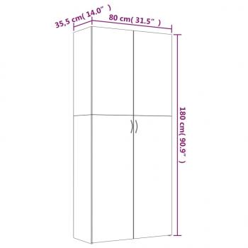 Schuhschrank Braun Eichen-Optik 80x35,5x180 cm Holzwerkstoff