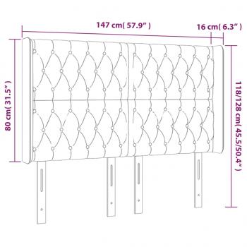 LED Kopfteil Dunkelblau 147x16x118/128 cm Samt