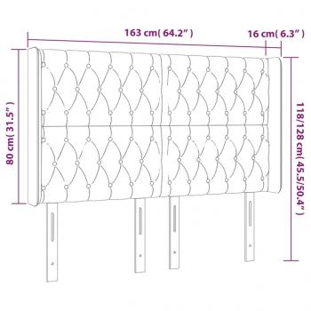 LED Kopfteil Dunkelblau 163x16x118/128 cm Samt