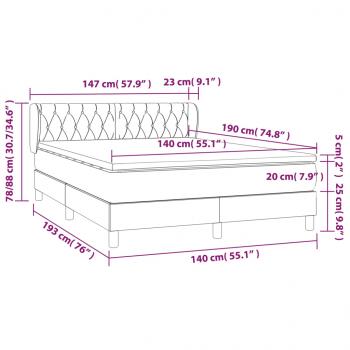 Boxspringbett mit Matratze Dunkelgrau 140x190 cm Stoff