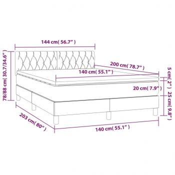 Boxspringbett mit Matratze & LED Taupe 140x200 cm Stoff