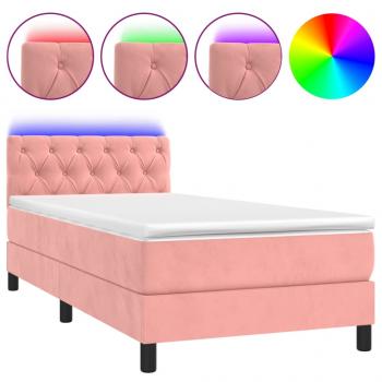 Boxspringbett mit Matratze & LED Rosa 80x200 cm Samt