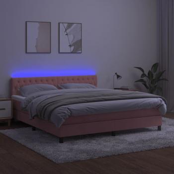 Boxspringbett mit Matratze & LED Rosa 160x200 cm Samt