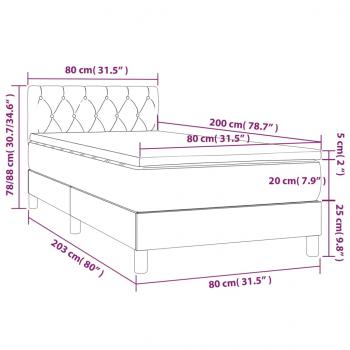 Boxspringbett mit Matratze & LED Dunkelblau 80x200 cm Samt