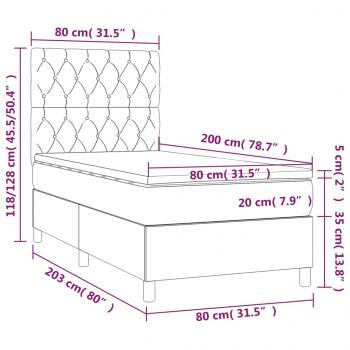 Boxspringbett mit Matratze & LED Rosa 80x200 cm Samt