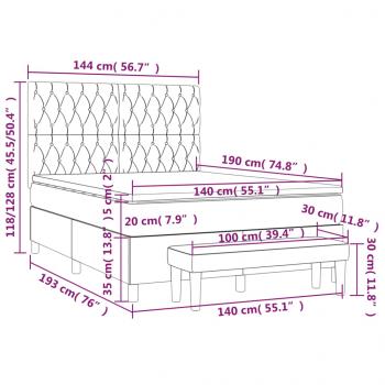 Boxspringbett mit Matratze Dunkelgrau 140x190 cm Stoff