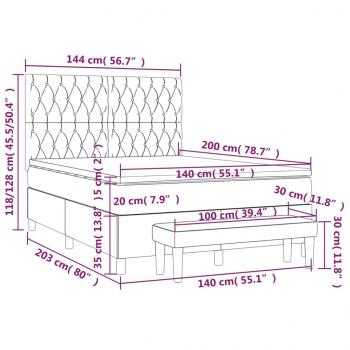 Boxspringbett mit Matratze Dunkelgrau 140x200 cm Stoff