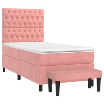 Boxspringbett mit Matratze Rosa 80x200 cm Samt