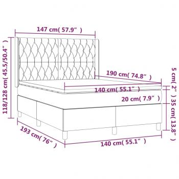 Boxspringbett mit Matratze & LED Dunkelblau 140x190 cm Samt