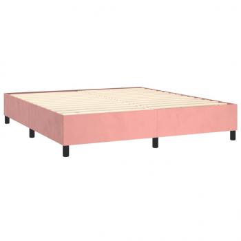 Boxspringbett mit Matratze & LED Rosa 160x200 cm Samt 