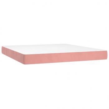 Boxspringbett mit Matratze & LED Rosa 160x200 cm Samt 