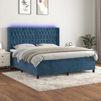 ARDEBO.de - Boxspringbett mit Matratze & LED Dunkelblau 160x200 cm Samt