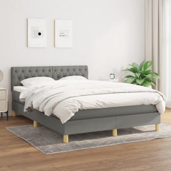 ARDEBO.de - Boxspringbett mit Matratze Dunkelgrau 140x190 cm Stoff