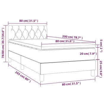 Boxspringbett mit Matratze Dunkelgrau 80x200 cm Samt