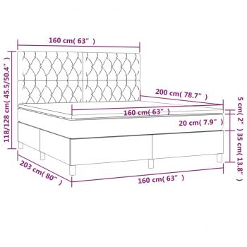 Boxspringbett mit Matratze Rosa 160x200 cm Samt